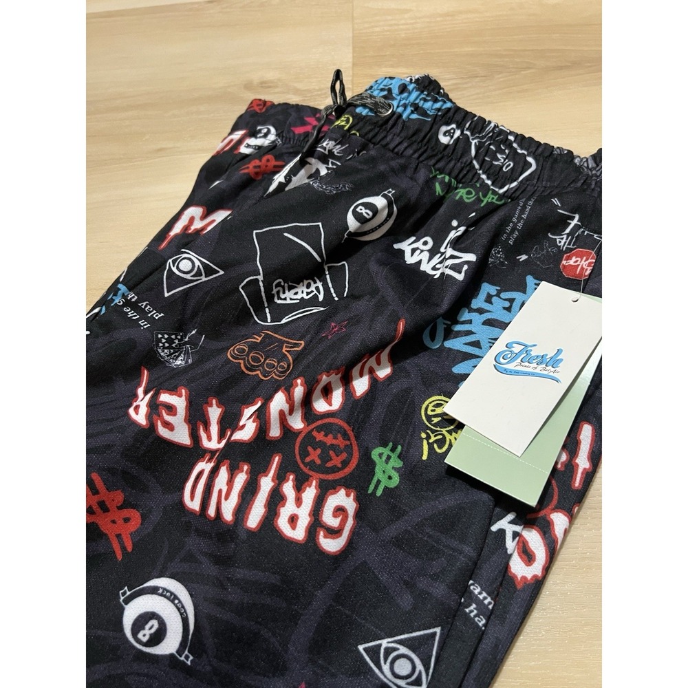 Fresh Prints of Bel-Air Joggers‎ Large Black Print Grind Streetwear NWT
